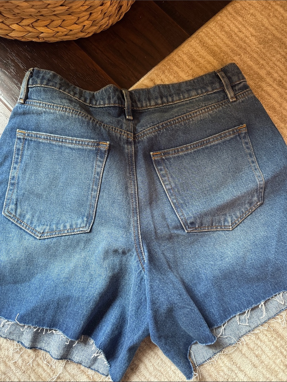 LOFT High-Rise Cutoff Denim Shorts in Faded Blue - Picture 2 of 2